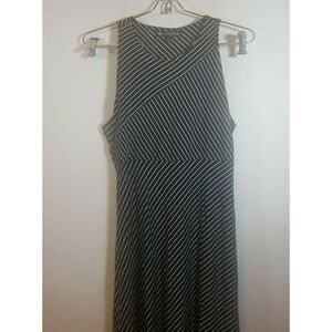 ATHLETA Womens Small Jersey Knit Pullover Mini Tank Dress Black Stripe Modal